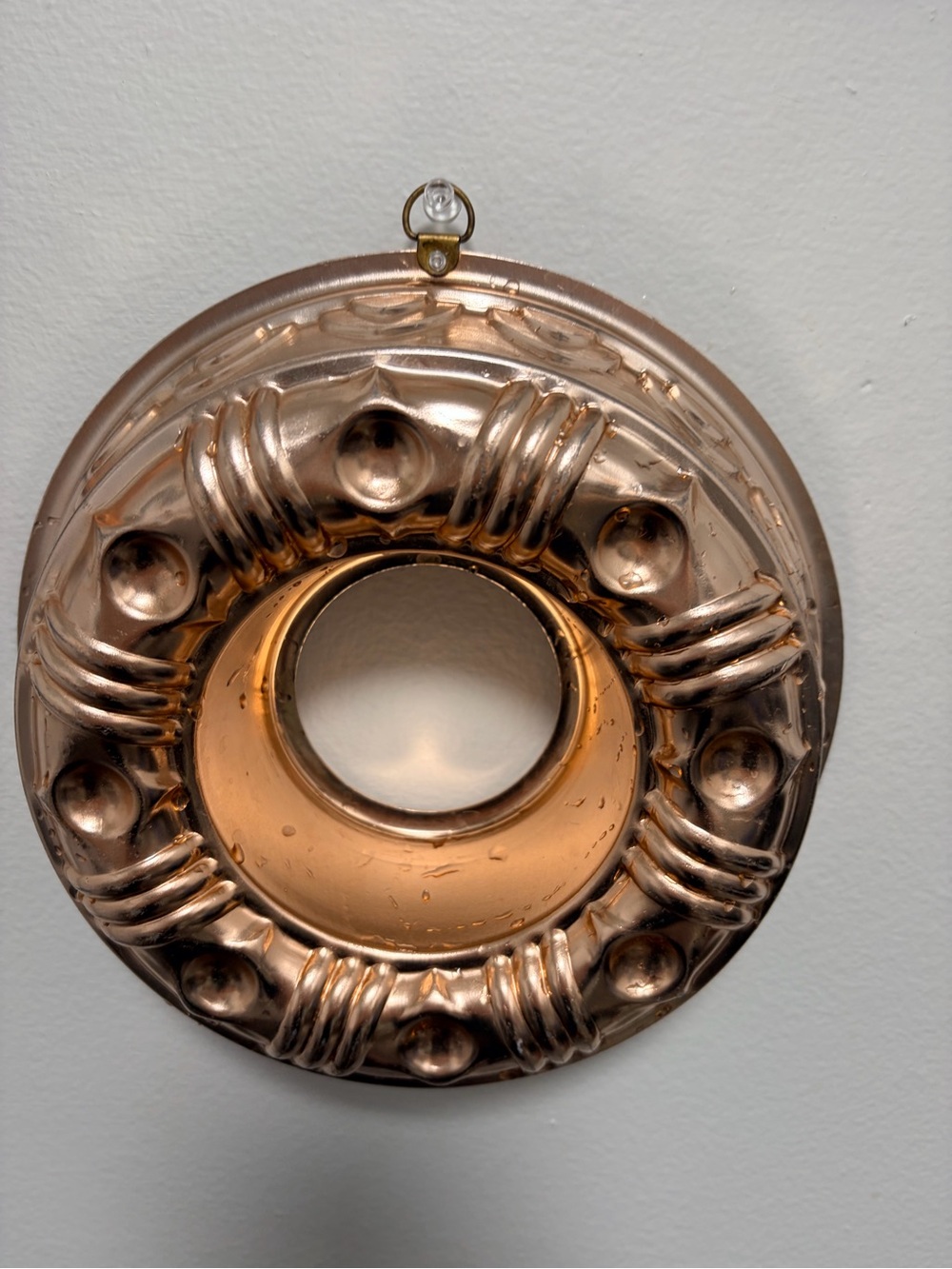 Vintage Aluminum Copper Tone Ornate Round Mold Wall Decor